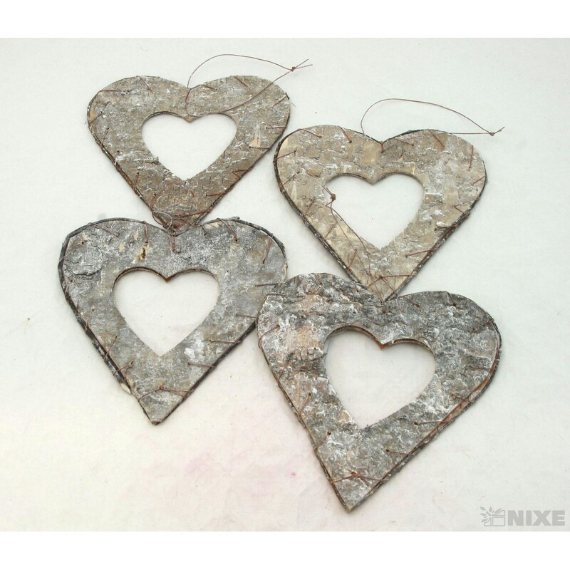 SRDCE BŘÍZA 19cm 4ks*PŘÍRODNÍ