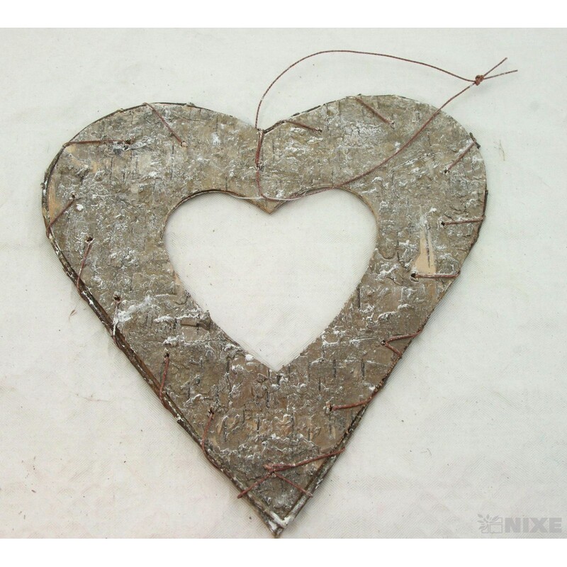 SRDCE BŘÍZA 19cm 4ks*PŘÍRODNÍ