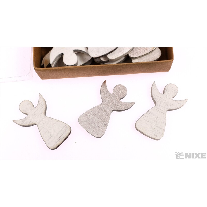 ANDĚL DŘEVO 5x3cm 36ks*BÍLÁ