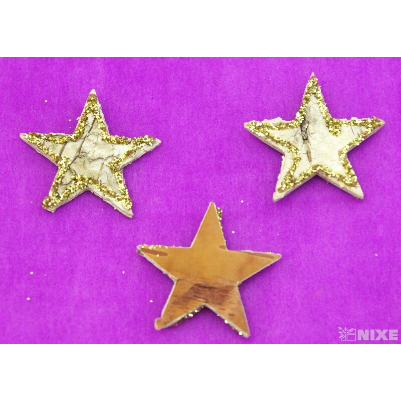 HVĚZDA BŘÍZA GLITR 3,5cm 80ks*MIX BAREV