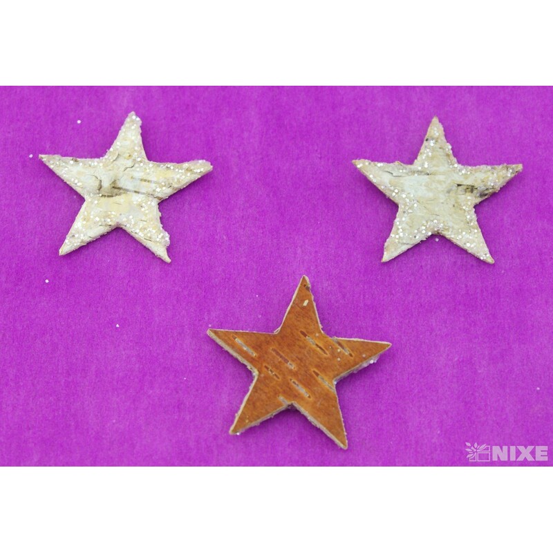 HVĚZDA BŘÍZA GLITR 3,5cm 80ks*MIX BAREV