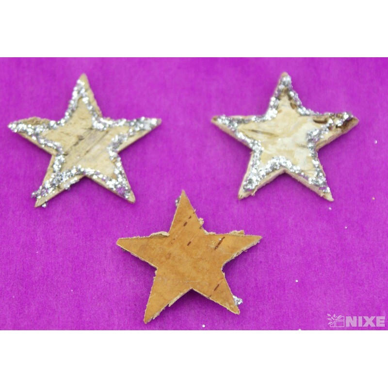 HVĚZDA BŘÍZA GLITR 3,5cm 80ks*MIX BAREV