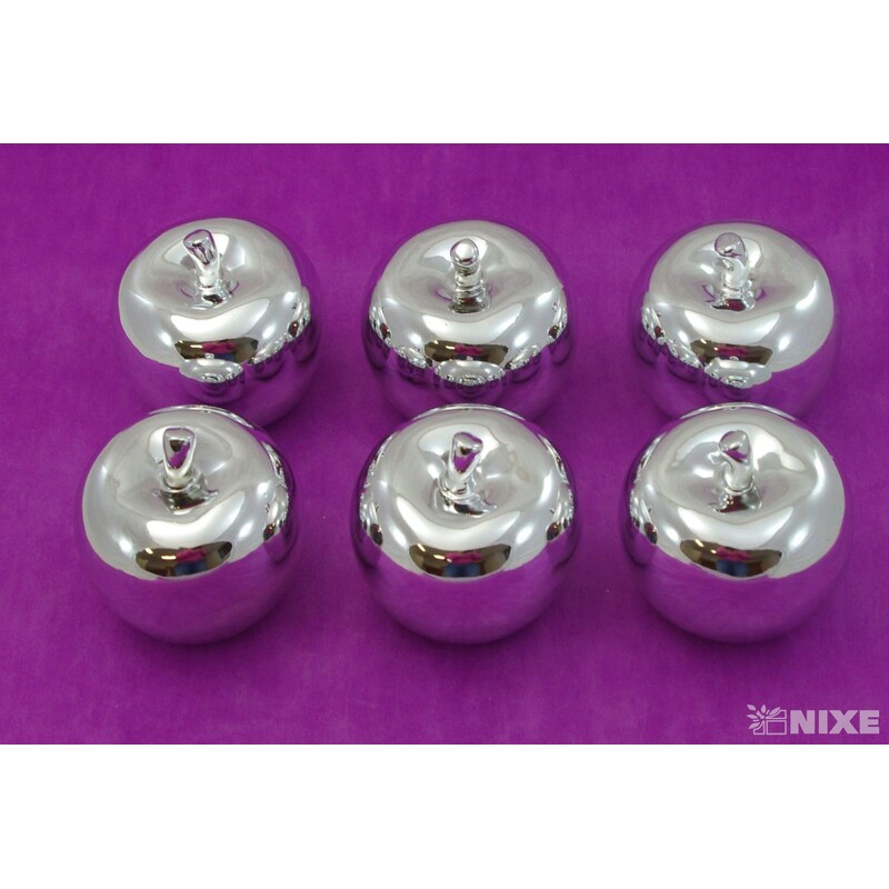 JABLKO PORCELÁN 7cm*STŘÍBRNÁ