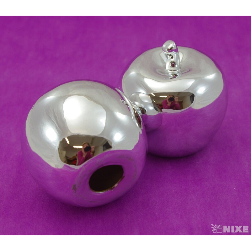 JABLKO PORCELÁN 7cm*STŘÍBRNÁ