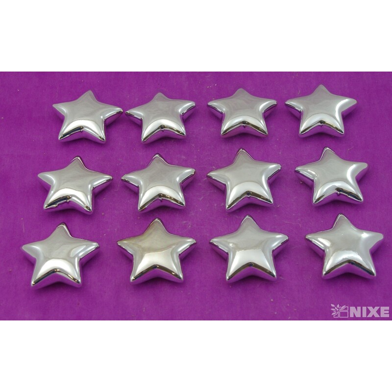 HVĚZDA PORCELÁN 7cm*STŘÍBRNÁ