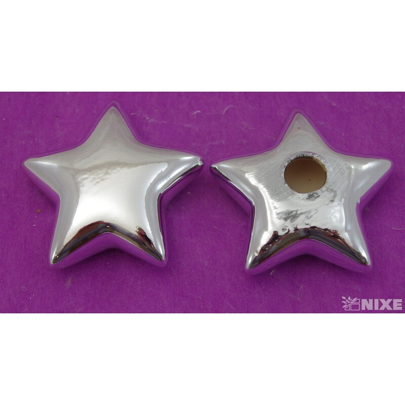 HVĚZDA PORCELÁN 7cm*STŘÍBRNÁ