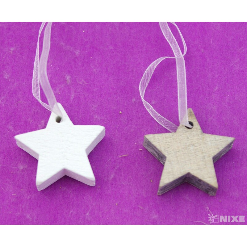 ZÁVĚS HVĚZDA 4cm 12ks*PŘÍRODNÍ