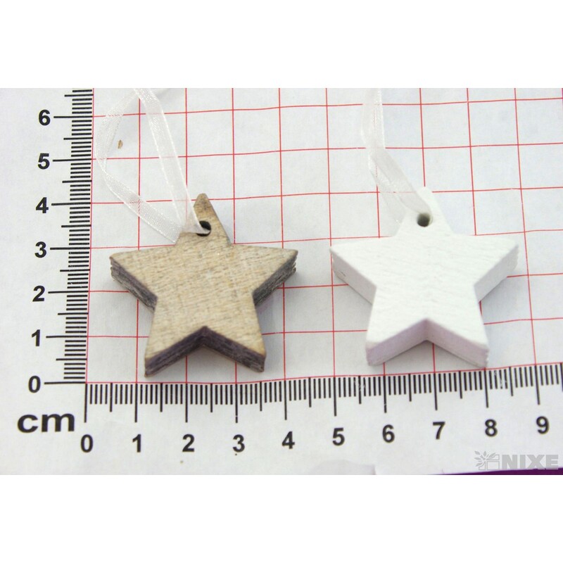 ZÁVĚS HVĚZDA 4cm 12ks*PŘÍRODNÍ