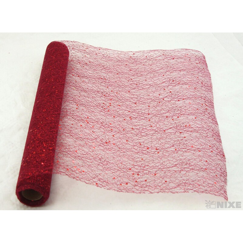 SPIDER ORGANZA BROKÁT 39cmx5yd*BORDOVÁ