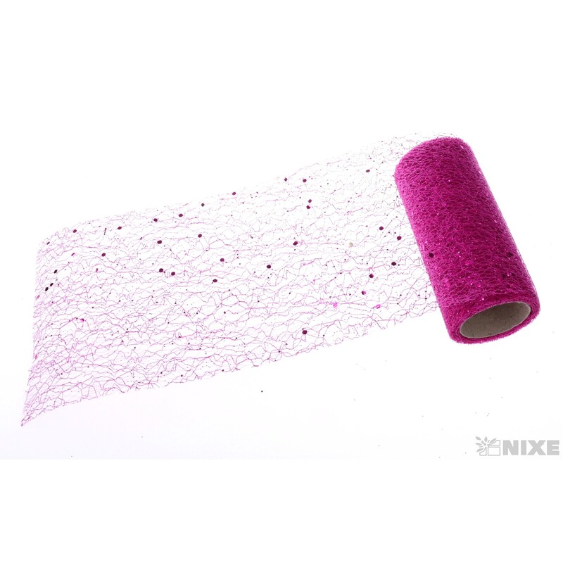 SPIDER ORGANZA BROKÁT 12cmx5yd*FUXIE