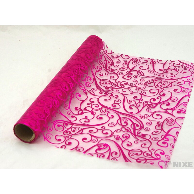 ROLE ORGANZA TISK 36cmx3m*RŮŽOVÁ TM.