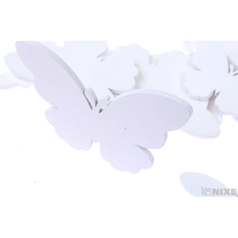 MOTÝL DŘEVO 5-7cm 12ks*BÍLÁ