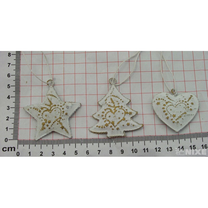 ZÁVĚS KOV VÁNOCE 5cm*BÍLÁ