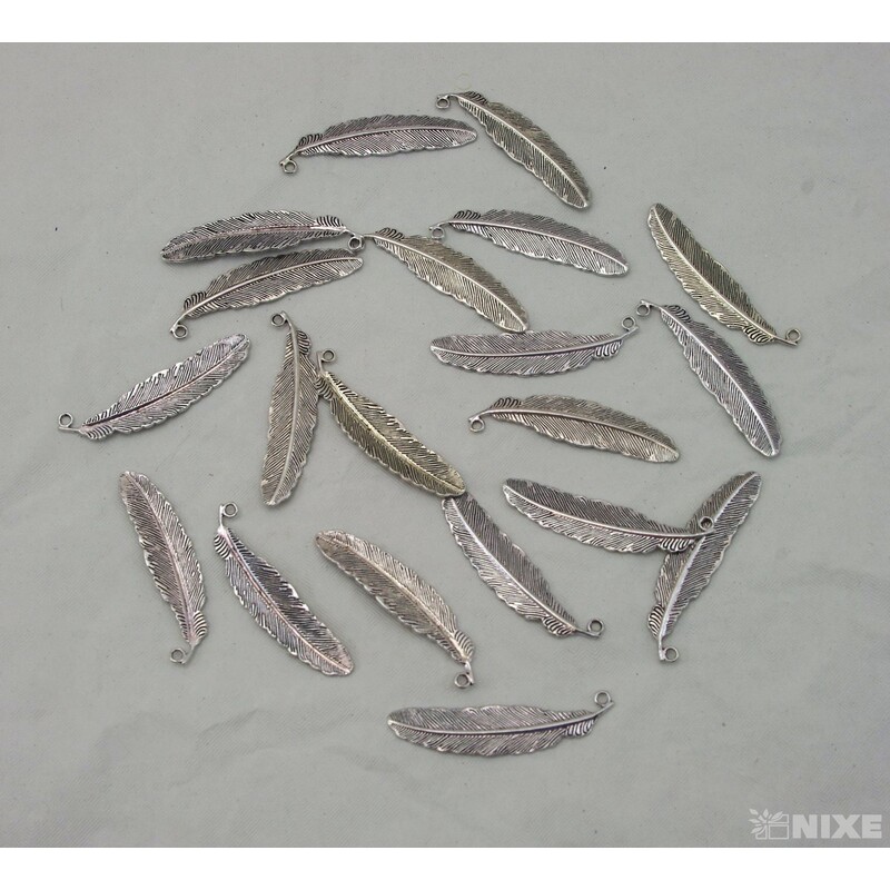 ZÁVĚS KOV PEŘÍ 20ks 5cm*STŘÍBRNÁ