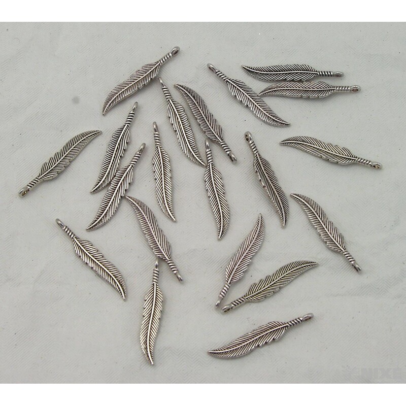 ZÁVĚS KOV PEŘÍ 20ks 3cm*STŘÍBRNÁ