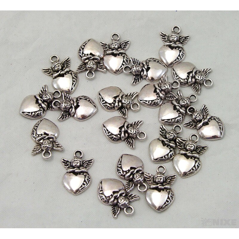 ZÁVĚS KOV SRDCE 20ks 2,5cm*STŘÍBRNÁ