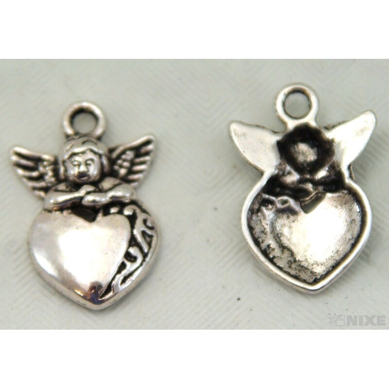 ZÁVĚS KOV SRDCE 20ks 2,5cm*STŘÍBRNÁ