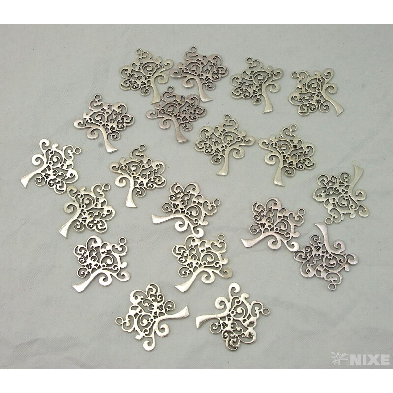 ZÁVĚS KOV STROM 20ks 4cm*STŘÍBRNÁ