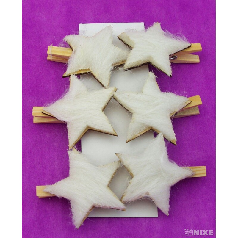 KOLÍČEK HVĚZDA 5,5cm 6ks*BÍLÁ