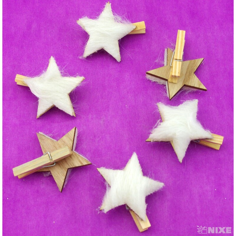 KOLÍČEK HVĚZDA 5,5cm 6ks*BÍLÁ
