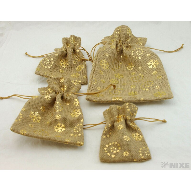 SÁČEK DEKORAČNÍ JUTA 4ks*ZLATÁ