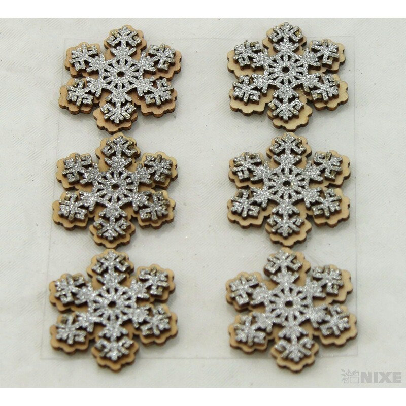 VLOČKA D NALEP 4cm 6ks*STŘÍBRNÁ