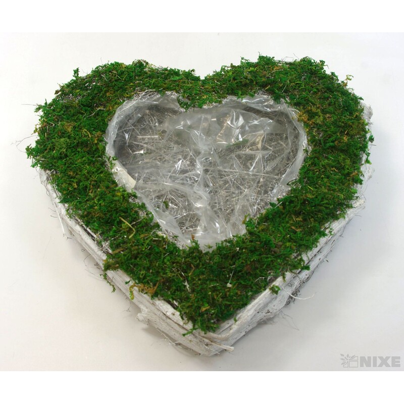 SRDCE MECH 38x48x10cm*ZELENÁ+HNĚDÁ