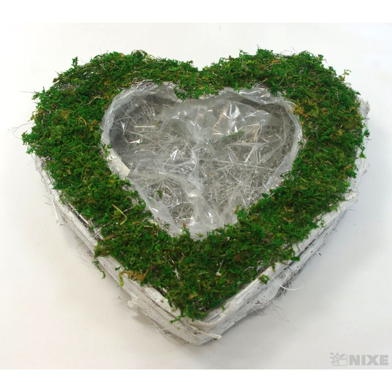 SRDCE MECH 38x48x10cm*ZELENÁ+HNĚDÁ