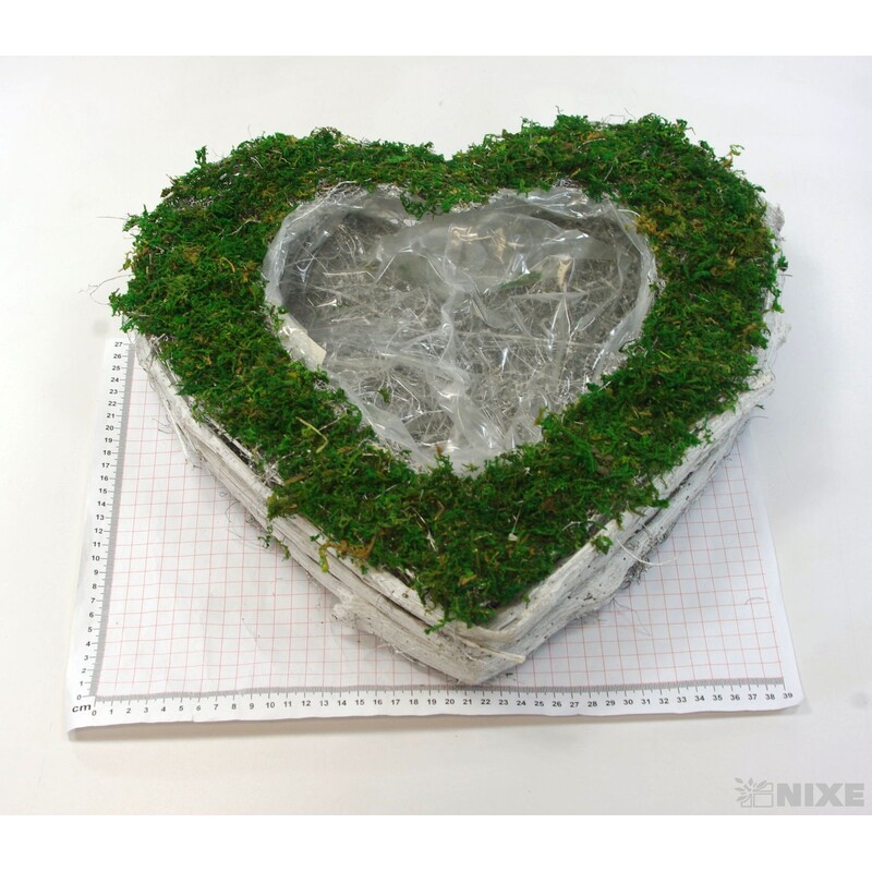 SRDCE MECH 38x48x10cm*ZELENÁ+HNĚDÁ