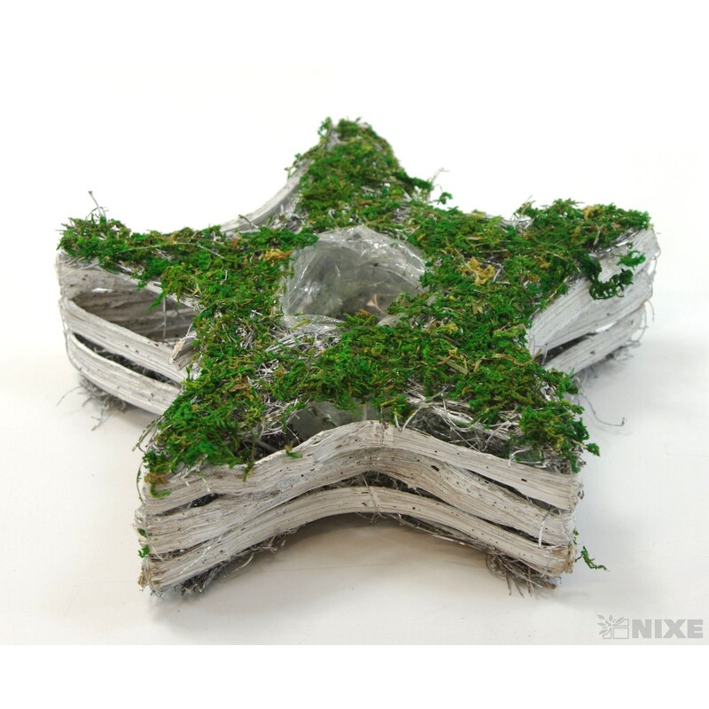 HVĚZDA MECH 30x8cm*ZELENÁ+HNĚDÁ