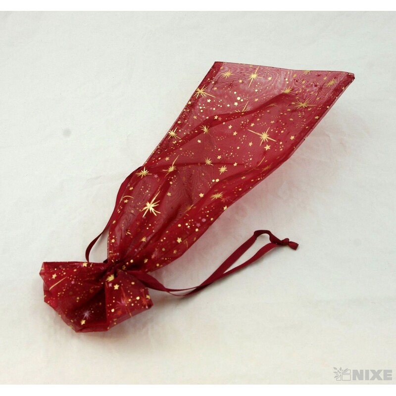 SÁČEK ORGANZA HVĚZDA 14x34cm*BORDOVÁ