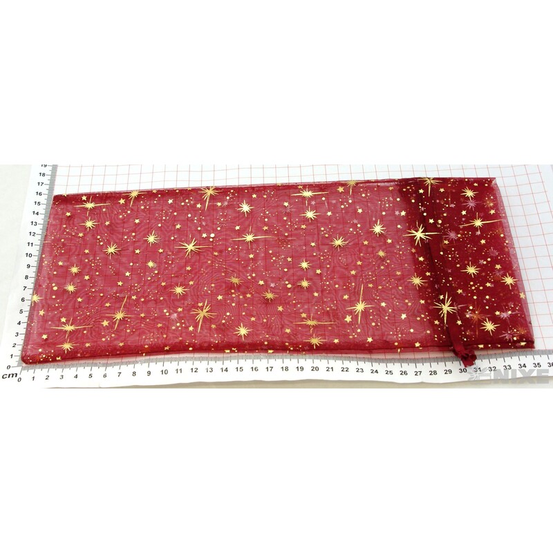 SÁČEK ORGANZA HVĚZDA 14x34cm*BORDOVÁ