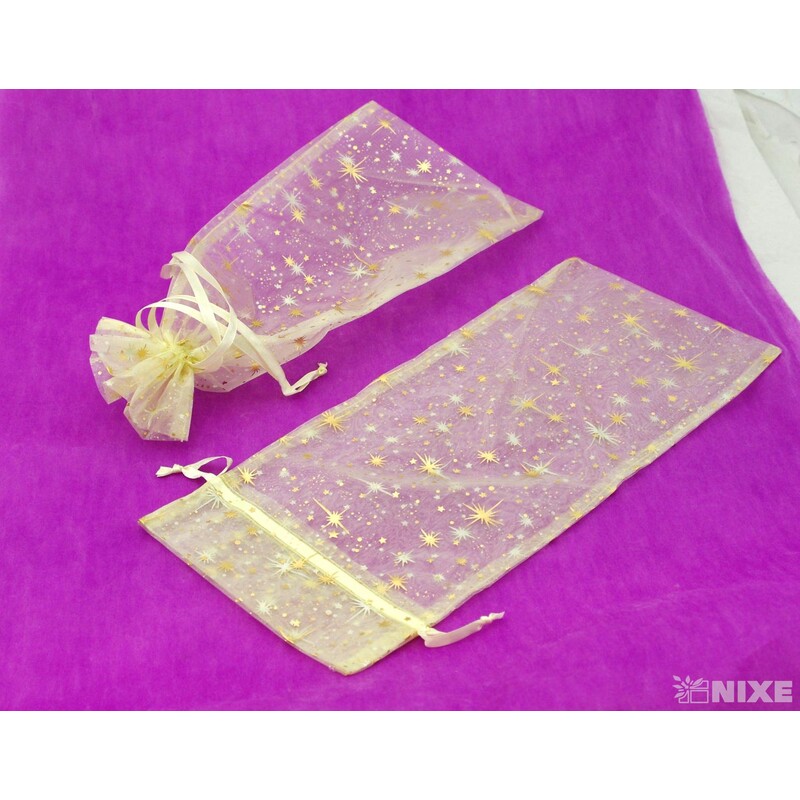 SÁČEK ORGANZA HVĚZDA 14x34cm*ZLATÁ