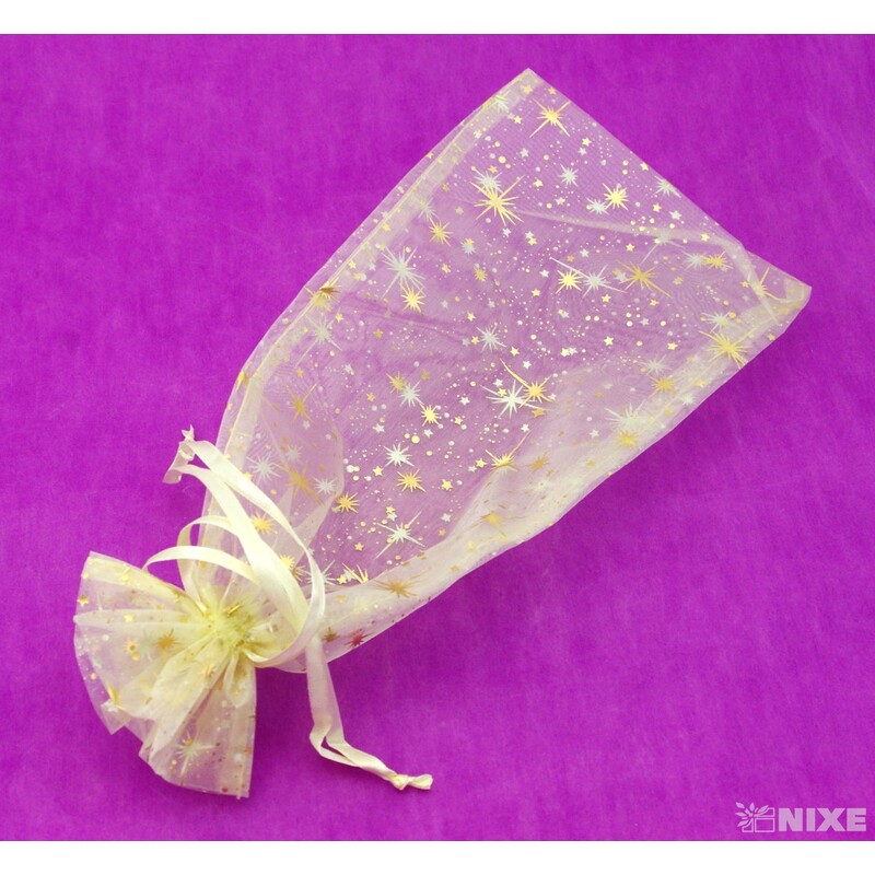 SÁČEK ORGANZA HVĚZDA 14x34cm*ZLATÁ