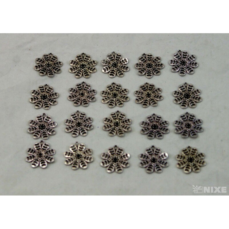 ZÁVĚS KOV KVĚT 20ks 2cm*STŘÍBRNÁ