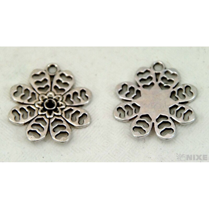 ZÁVĚS KOV KVĚT 20ks 2cm*STŘÍBRNÁ