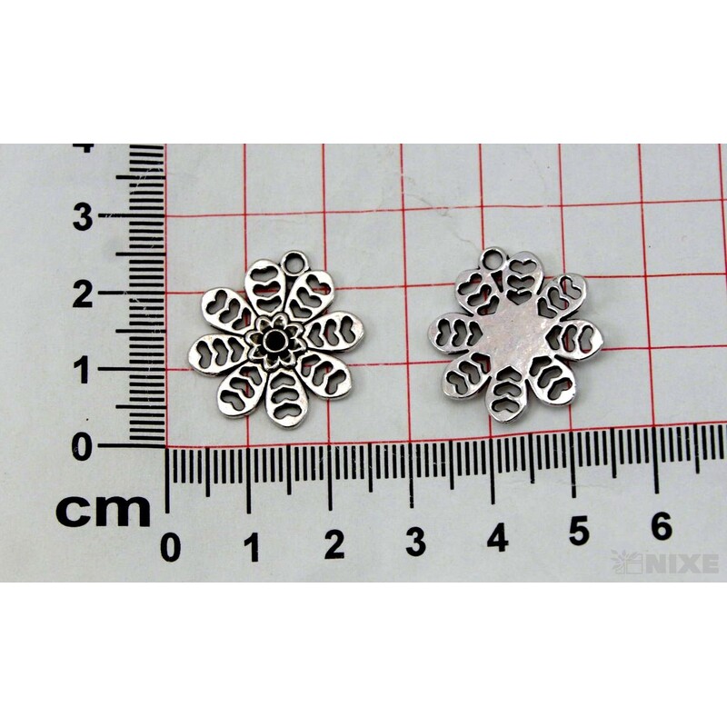 ZÁVĚS KOV KVĚT 20ks 2cm*STŘÍBRNÁ