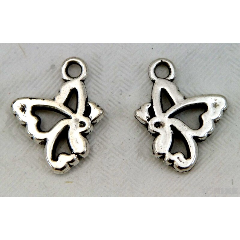 ZÁVĚS KOV MOTÝL 20ks 1cm*STŘÍBRNÁ