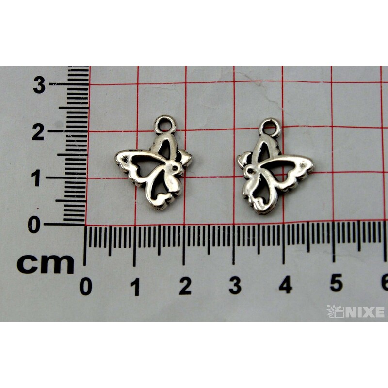 ZÁVĚS KOV MOTÝL 20ks 1cm*STŘÍBRNÁ