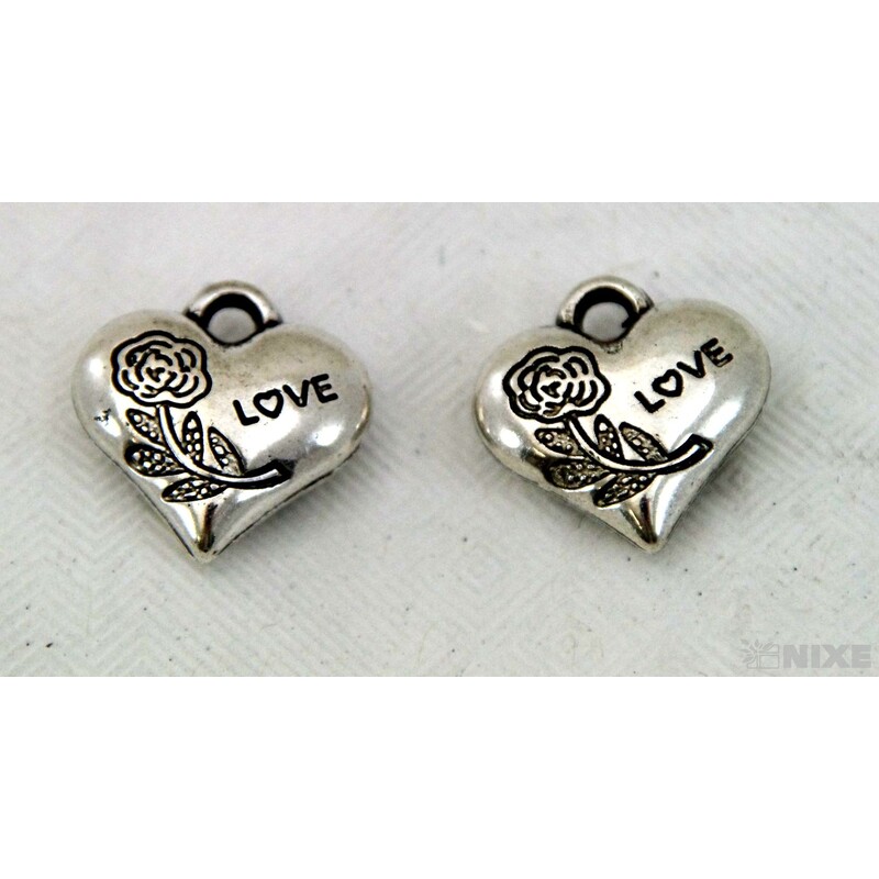 ZÁVĚS KOV SRDCE 20ks 1,5cm*STŘÍBRNÁ
