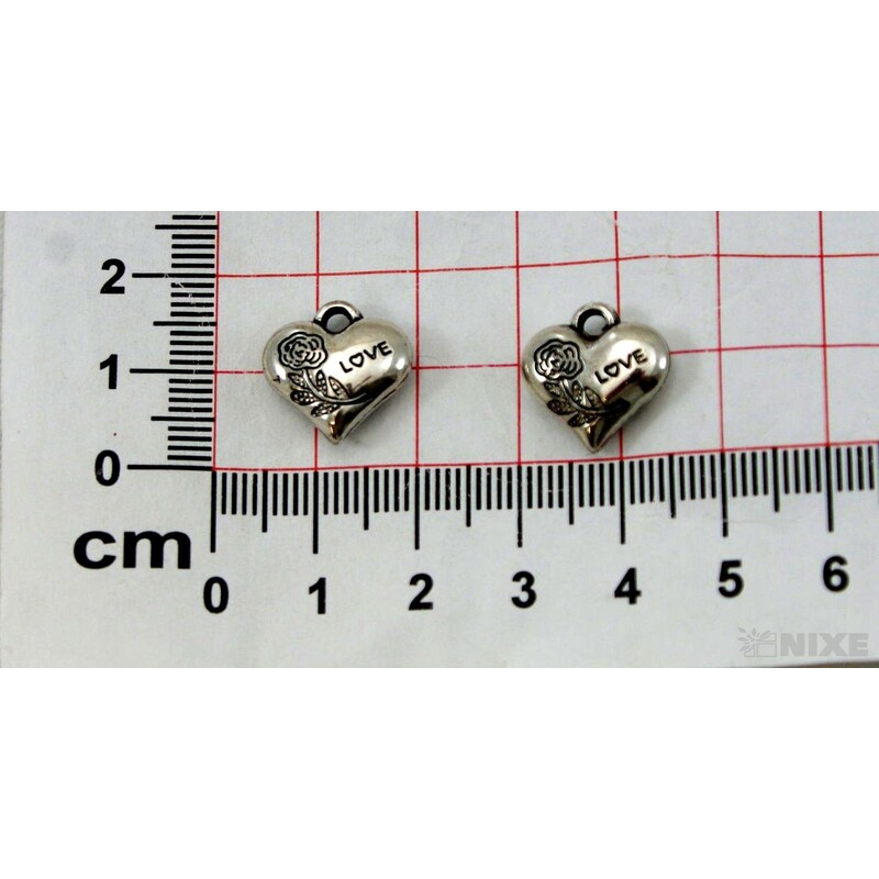 ZÁVĚS KOV SRDCE 20ks 1,5cm*STŘÍBRNÁ