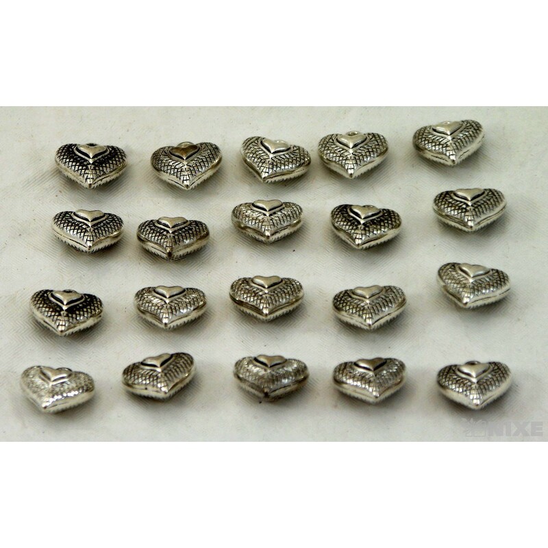 ZÁVĚS KOV SRDCE 20ks 2cm*STŘÍBRNÁ