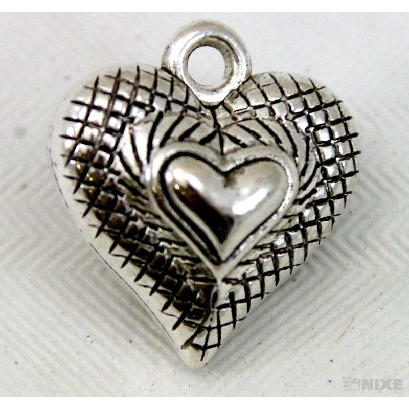 ZÁVĚS KOV SRDCE 20ks 2cm*STŘÍBRNÁ