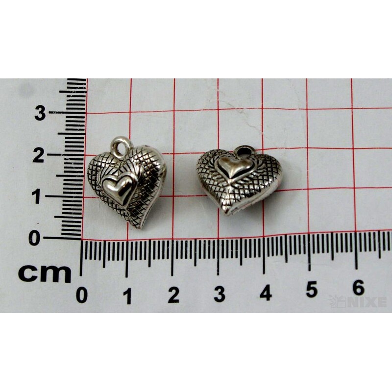 ZÁVĚS KOV SRDCE 20ks 2cm*STŘÍBRNÁ
