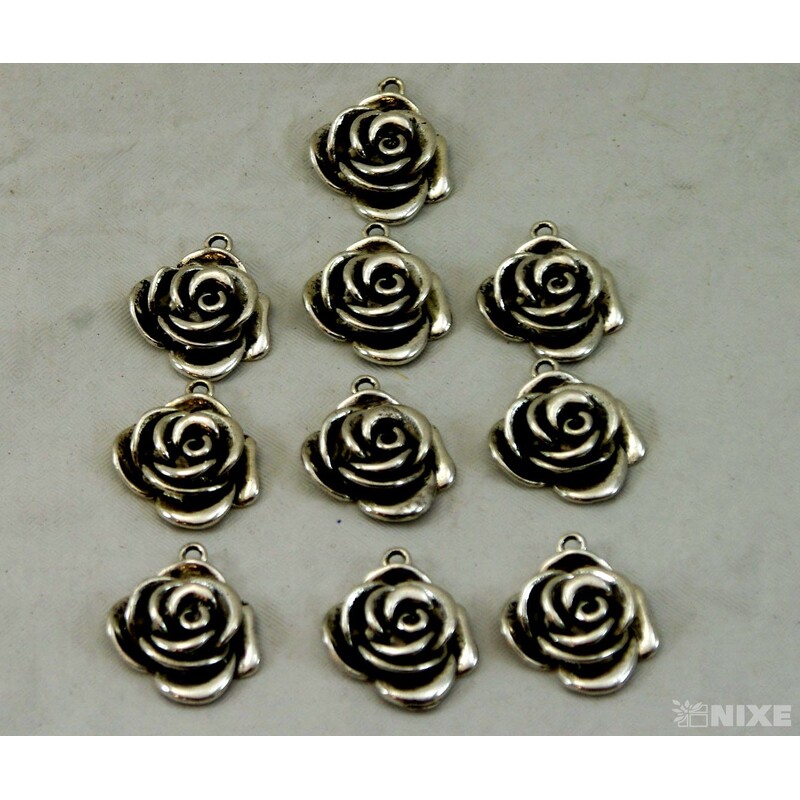 ZÁVĚS KOV RŮŽE 10ks 3cm*STŘÍBRNÁ