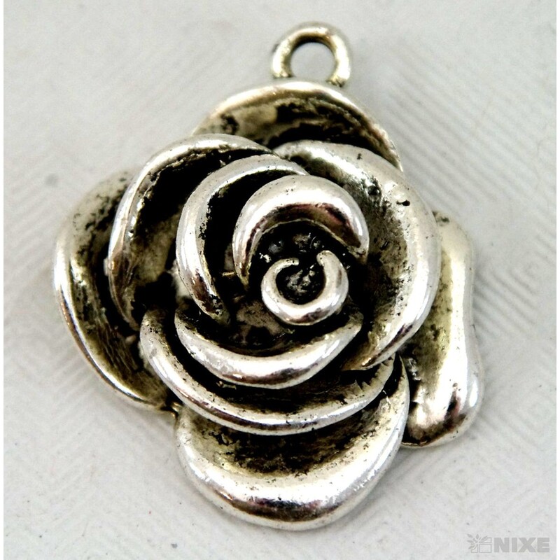 ZÁVĚS KOV RŮŽE 10ks 3cm*STŘÍBRNÁ