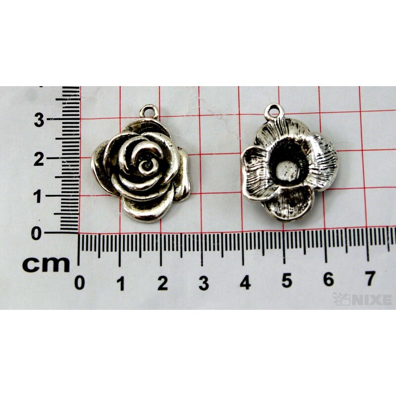 ZÁVĚS KOV RŮŽE 10ks 3cm*STŘÍBRNÁ