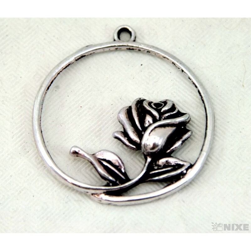 ZÁVĚS KOV RŮŽE 10ks 3cm*STŘÍBRNÁ
