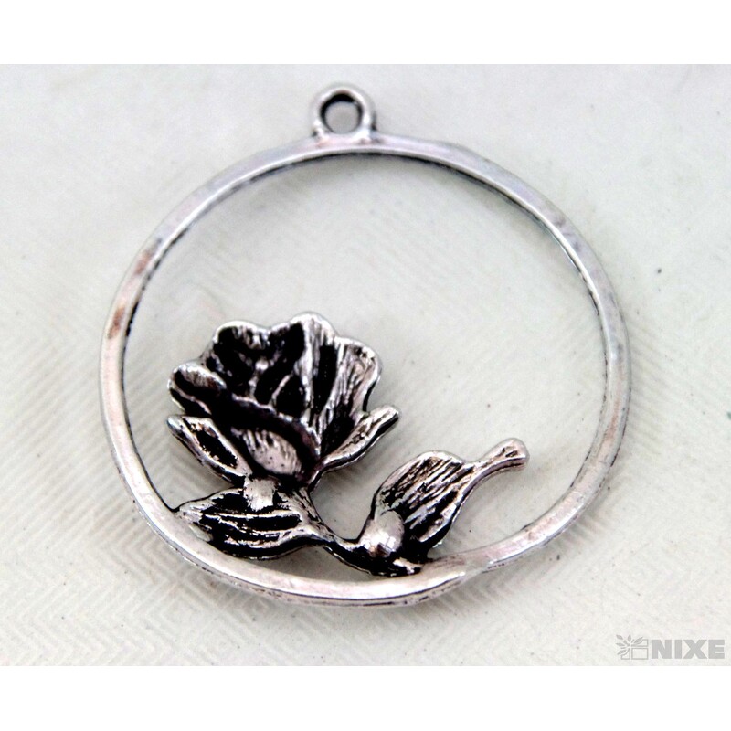 ZÁVĚS KOV RŮŽE 10ks 3cm*STŘÍBRNÁ