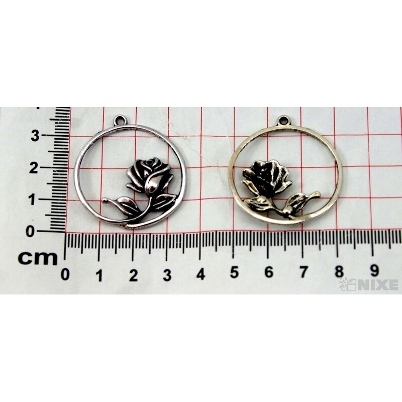 ZÁVĚS KOV RŮŽE 10ks 3cm*STŘÍBRNÁ